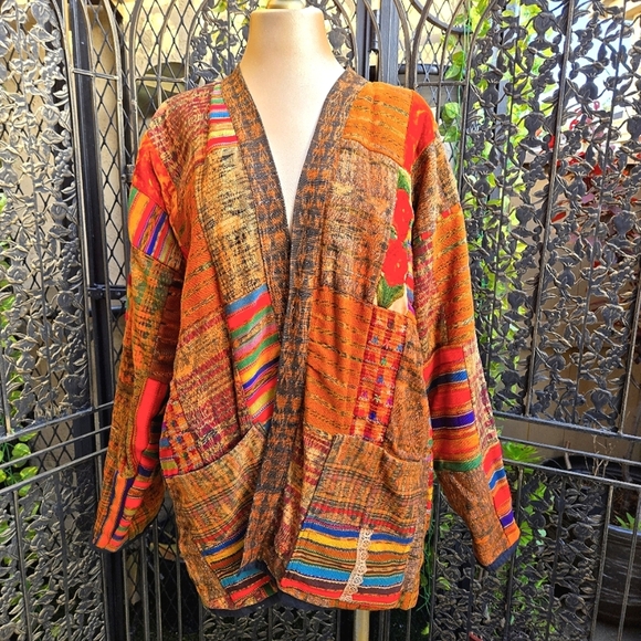 Vintage Multicolor Patchwork Oversized Boho Jacket - Picture 1 of 8